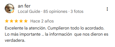 Reseña de an fer en Google – 5 estrellas